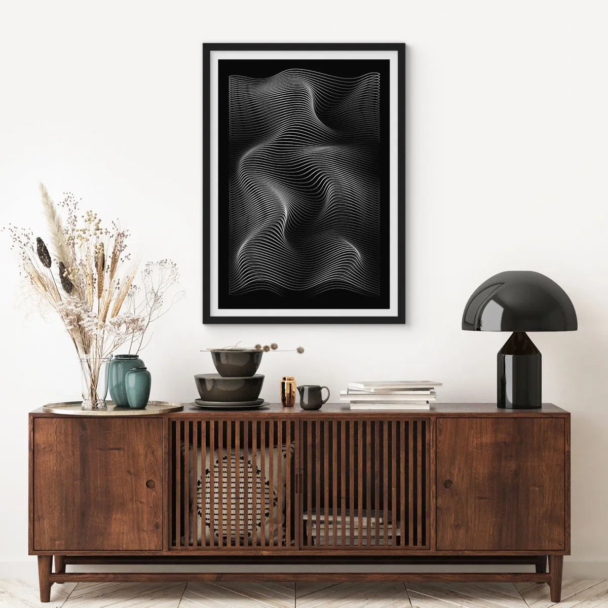 Plagát v čiernom ráme - Tanec svetla v priestore - 61x91 cm