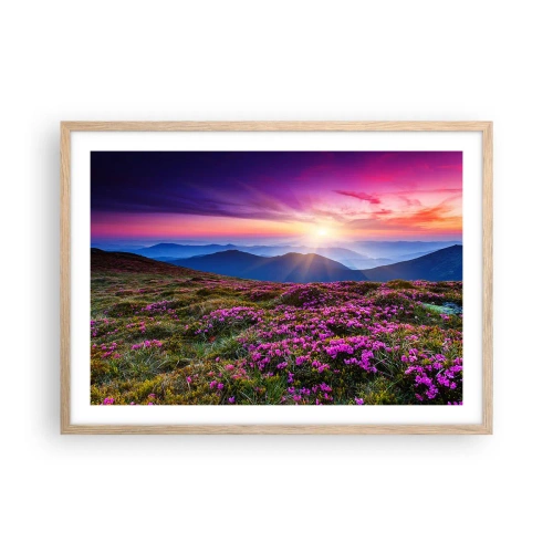 Plagát v ráme zo svetlého duba - Zavoňali svieže púčiky byliniek z obilných polí - 70x50 cm