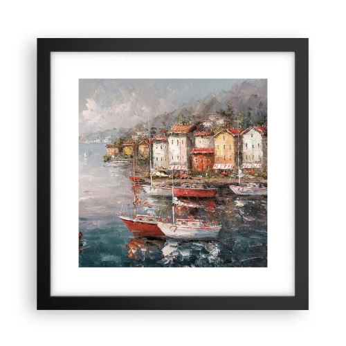 Plagát v čiernom ráme - Romantický prístav - 30x30 cm