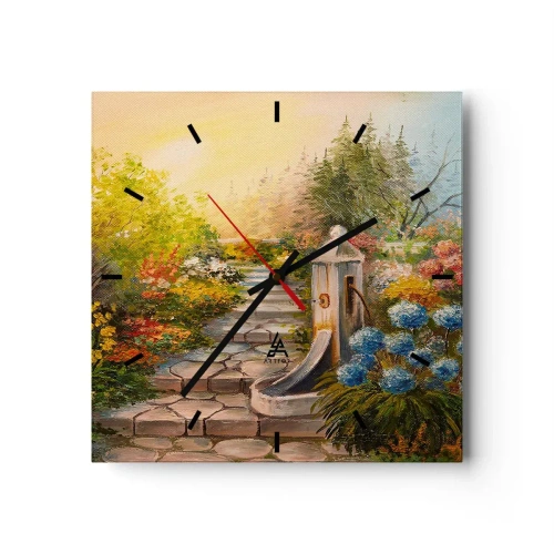 Nástenné hodiny - V plnom rozkvete - 30x30 cm