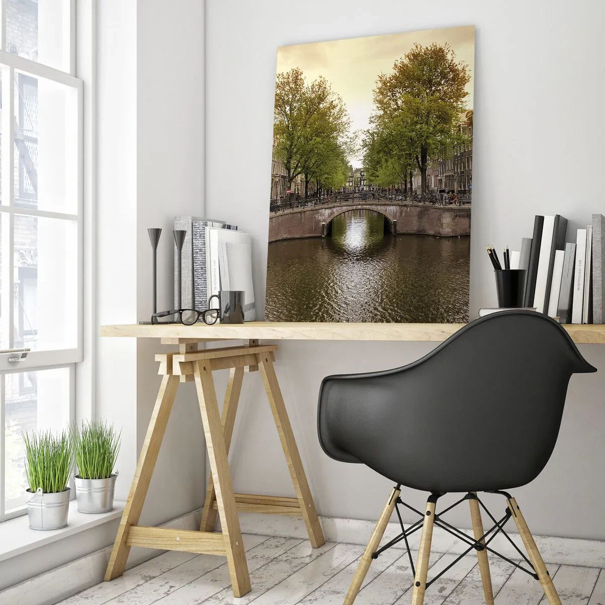 Obraz na skle - Loďou alebo na bicykli? - 50x70 cm