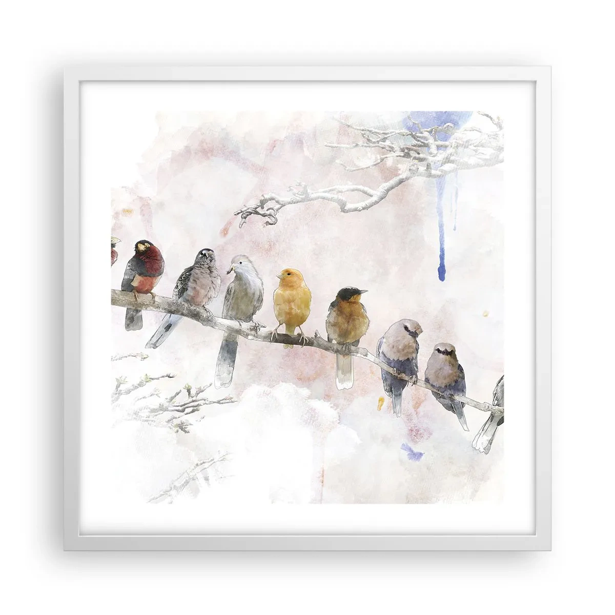 Plagát v bielom ráme - Okrídlené stretnutie - 50x50 cm