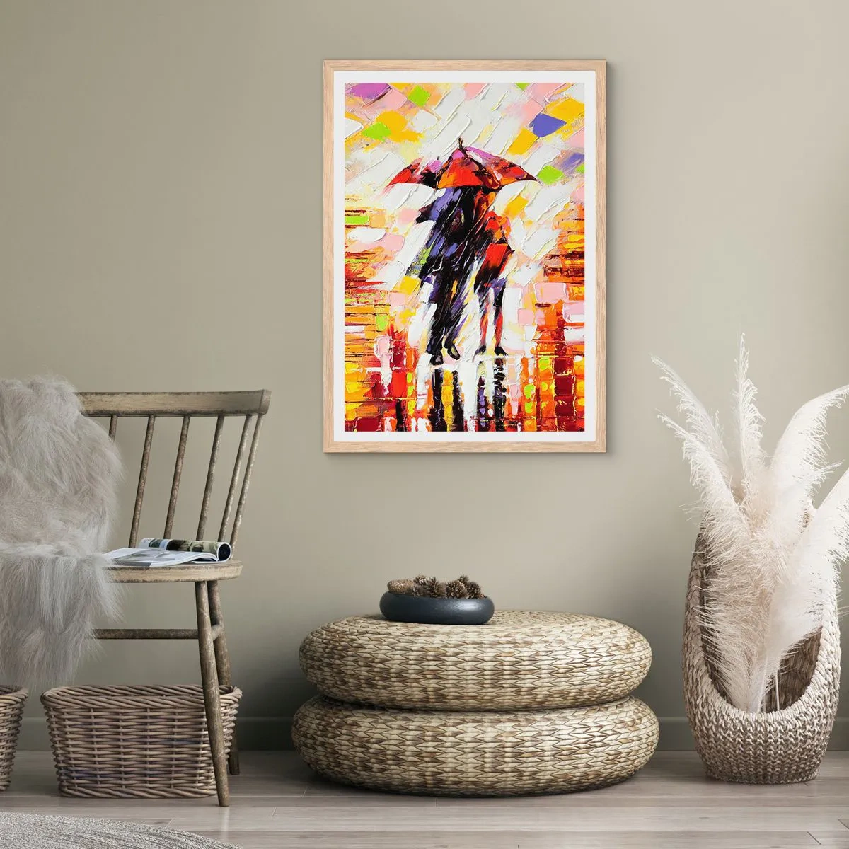 Plagát v ráme zo svetlého duba - Spoločne cez noc a dážď - 40x50 cm