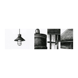 Vzorka samolepiacej fototapety Deluxe Sticker - Ako pred rokmi… - Lampa, Kreslenie, Ceruzka - 100x30 cm