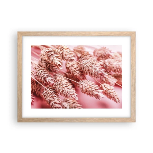 Plagát v ráme zo svetlého duba - Kvetinová kaskáda v ružovej - 40x30 cm
