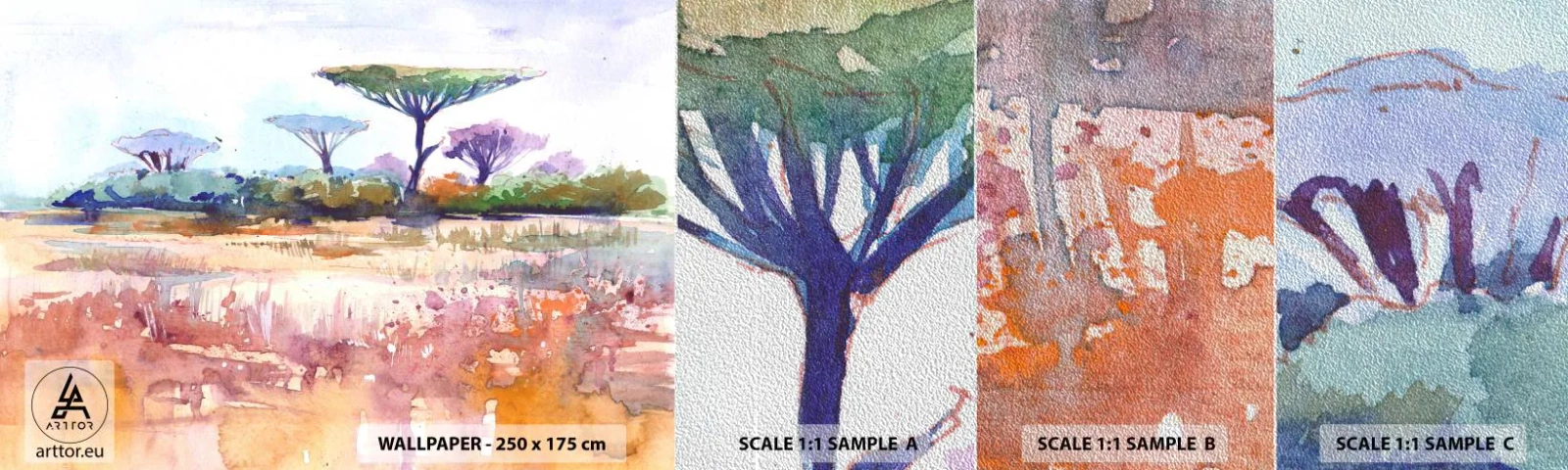 Vzorka fototapety Premium Sand - Farby savany - Krajina, Savanna, Afriky - 100x30 cm