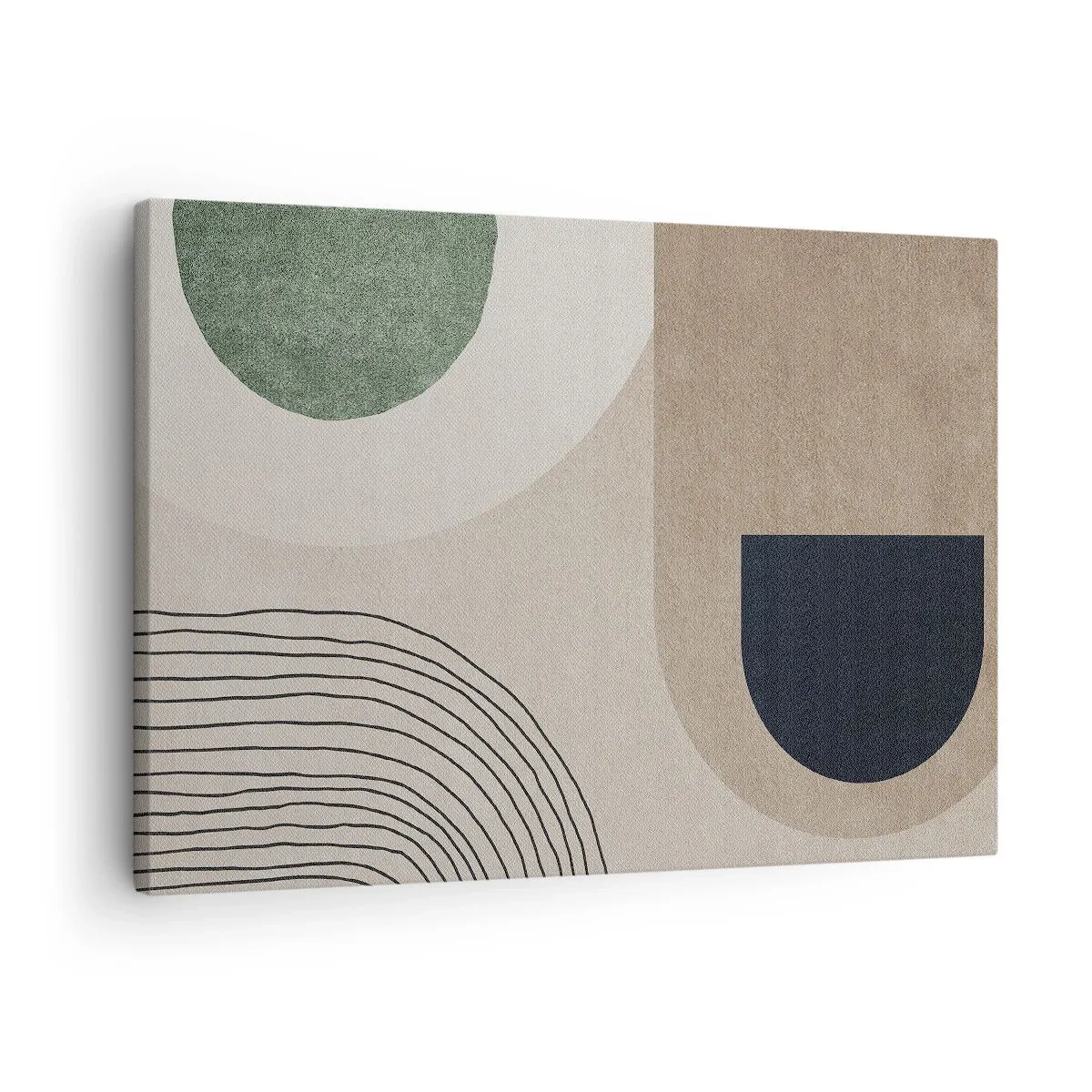 Obraz na plátne - Geometrické tvary v odtieňoch béžovej a zelenej - 70x50cm - Nežnosť oválu - Moderná nástenná dekorácia do obývacej izby a spálne ARTTOR