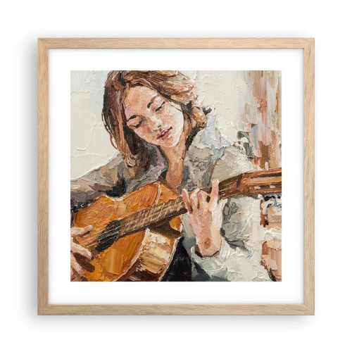 Plagát v ráme zo svetlého duba - Koncert pre gitaru a dievčenské srdce - 40x40 cm