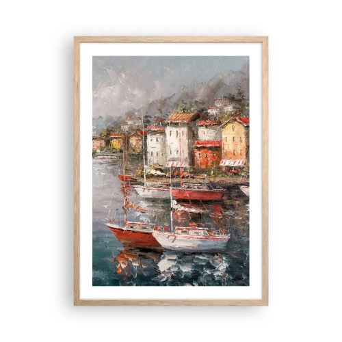 Plagát v ráme zo svetlého duba - Romantický prístav - 50x70 cm