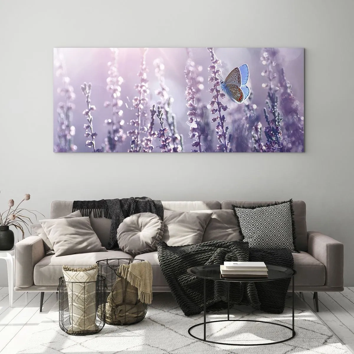 Obraz na skle - Bozk motýľa - 100x40 cm