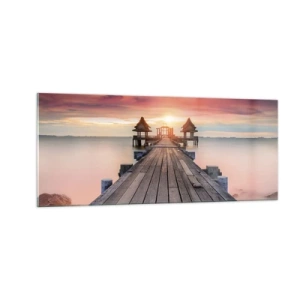 Obraz na skle - Západ na východe - 100x40 cm