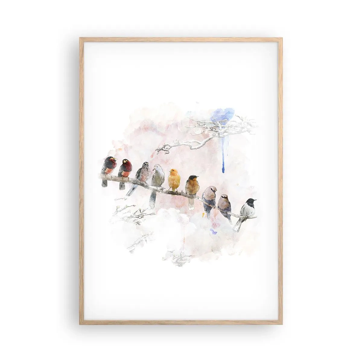 Plagát v ráme zo svetlého duba - Okrídlené stretnutie - 70x100 cm