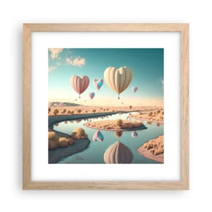Plagát v ráme zo svetlého duba - Láska ťa nechá vzlietnuť - 30x30 cm