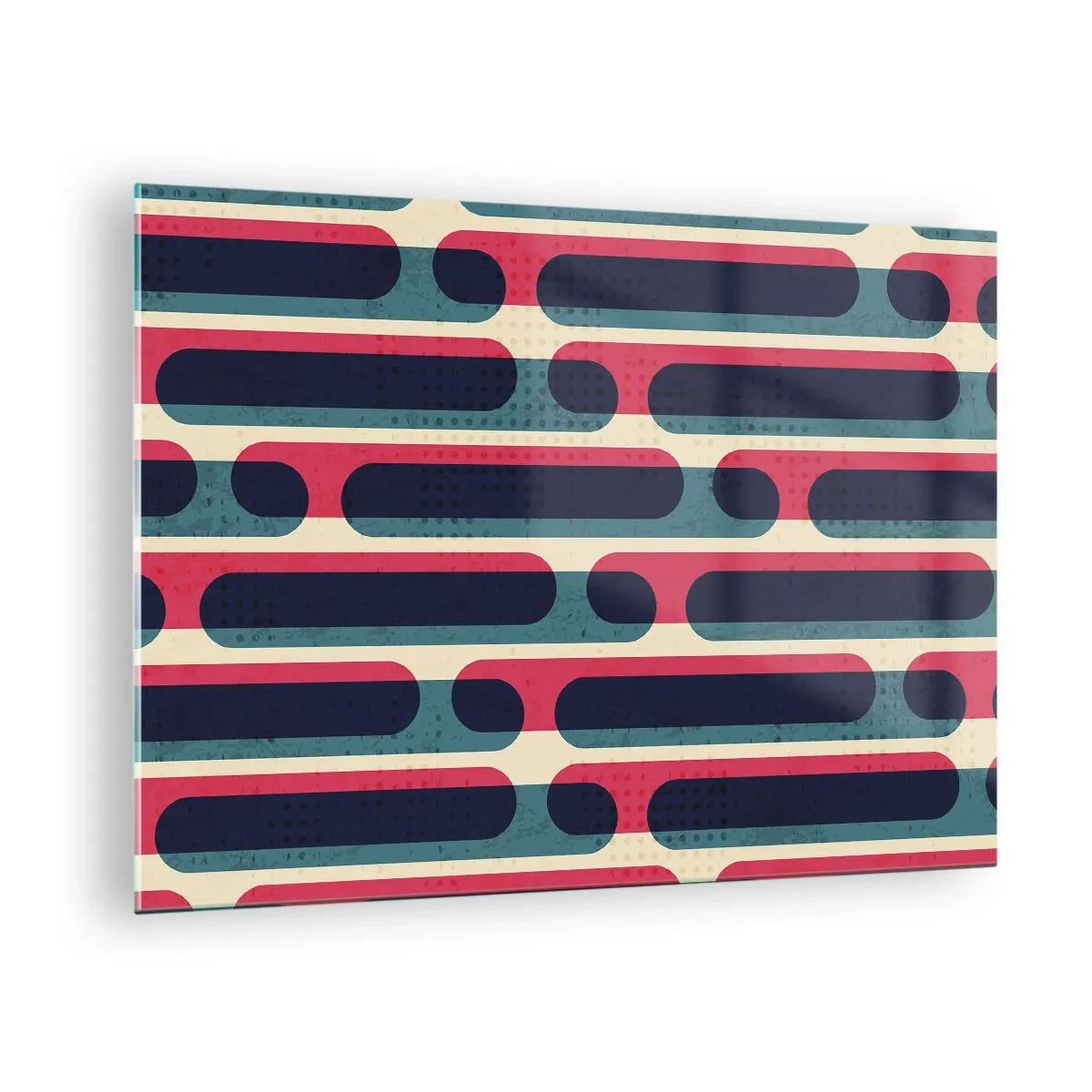 Obraz na skle - Abstraktné retro čiary - 70x50cm - Dovnútra a dopredu - Moderná nástenná dekorácia do obývacej izby a spálne ARTTOR