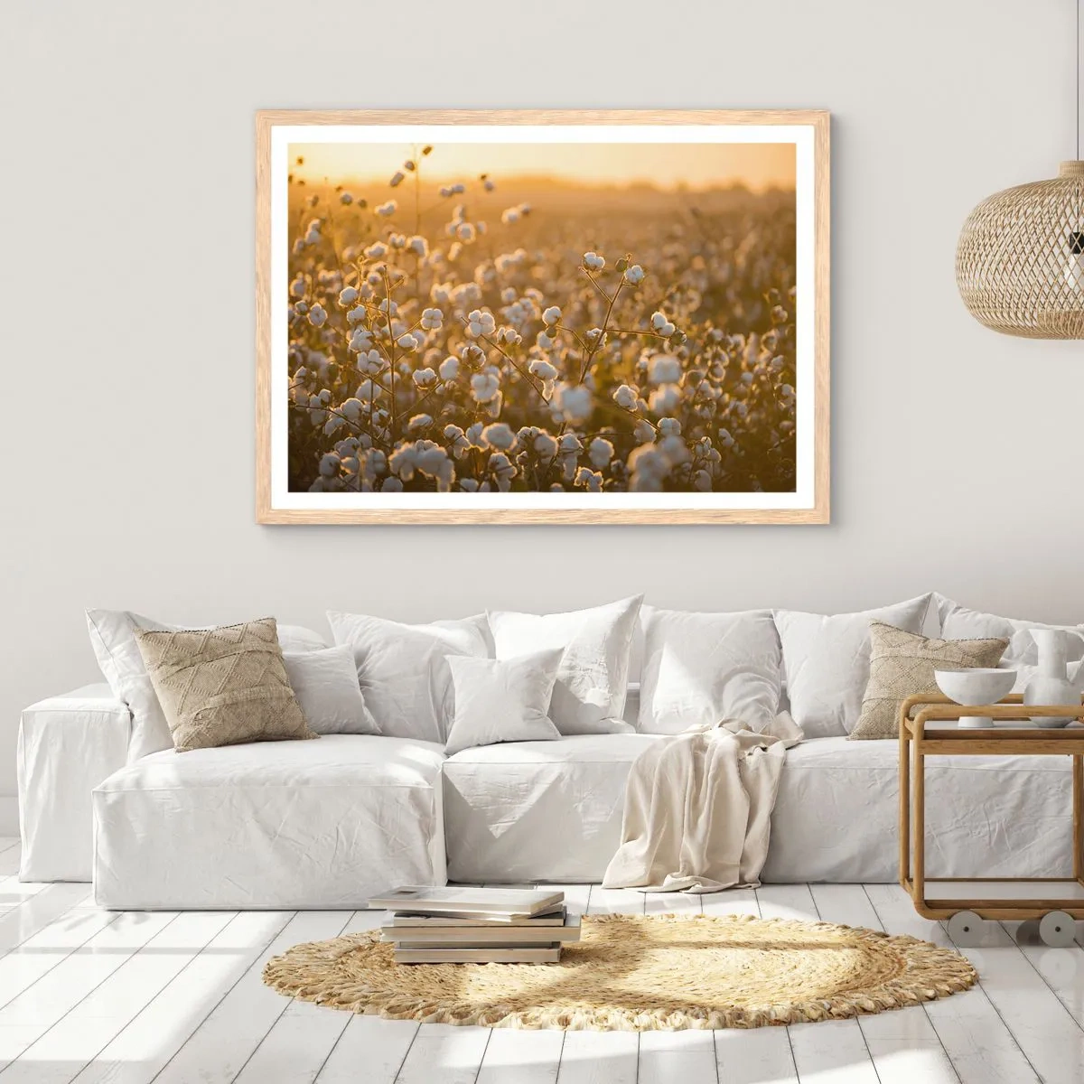 Plagát v ráme zo svetlého duba - Chlpaté pole - 100x70 cm