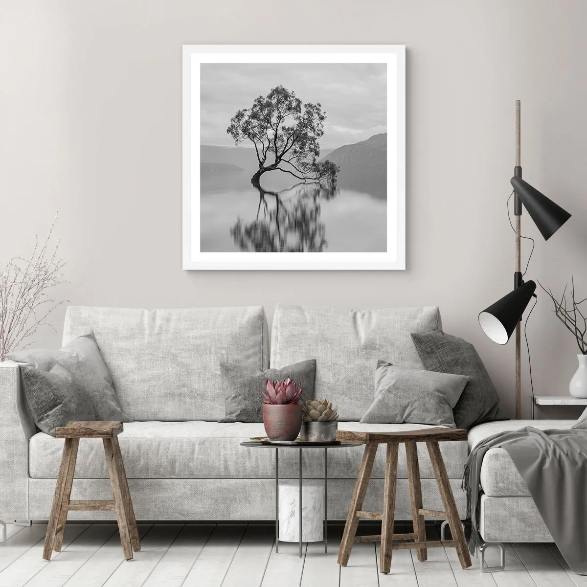 Plagát v bielom ráme - Existuje taká krajina - 30x30 cm