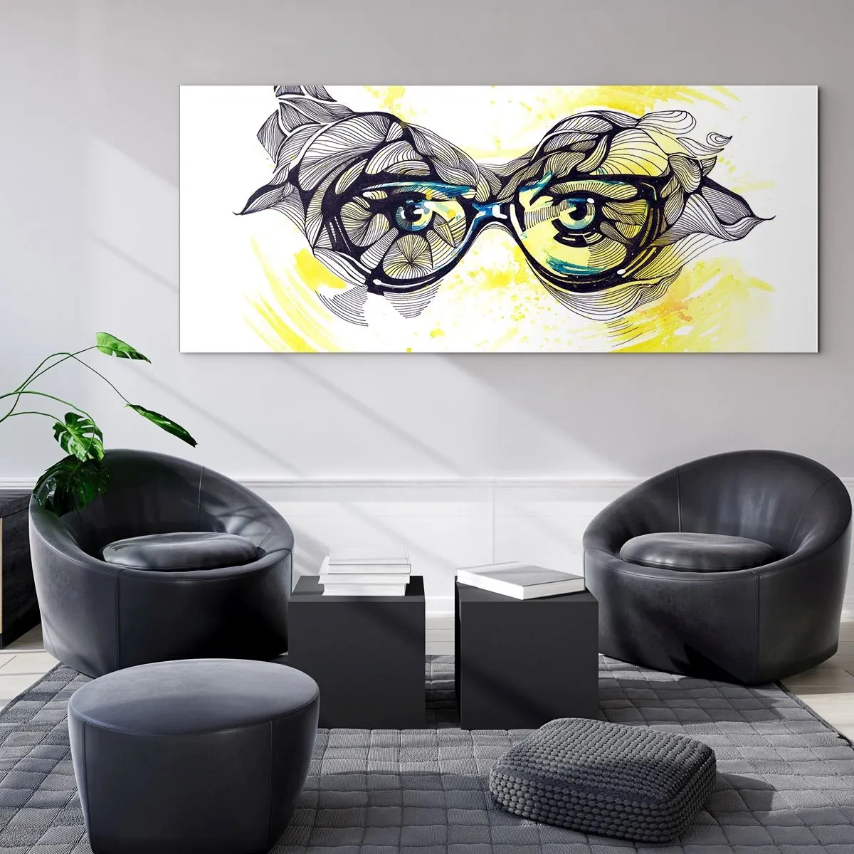 Obraz na skle - Cez modré okuliare - 140x50 cm