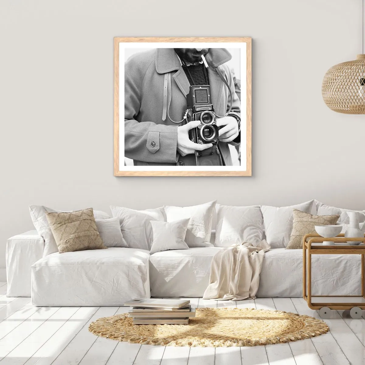 Plagát v ráme zo svetlého duba - V retro štýle - 40x40 cm