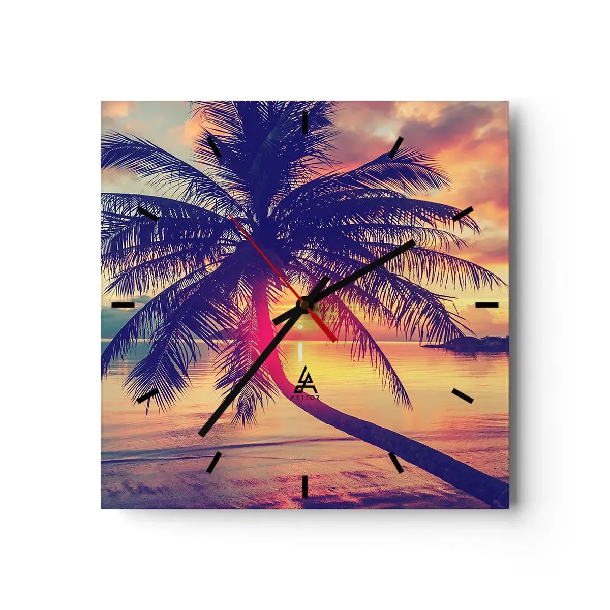 Nástenné hodiny - Večer pod palmami - 30x30 cm