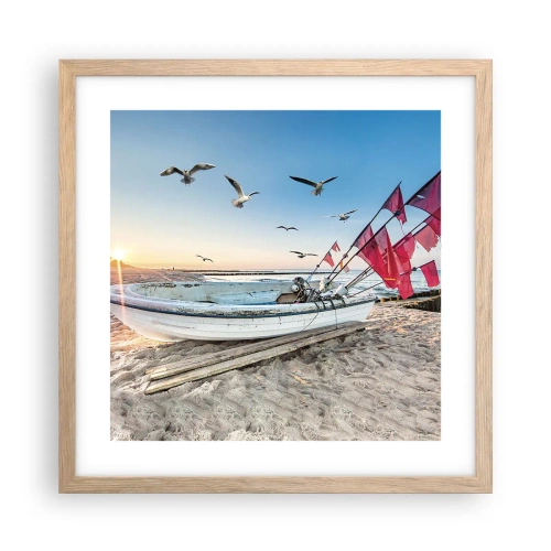 Plagát v ráme zo svetlého duba - Zaslúžená prestávka - 40x40 cm