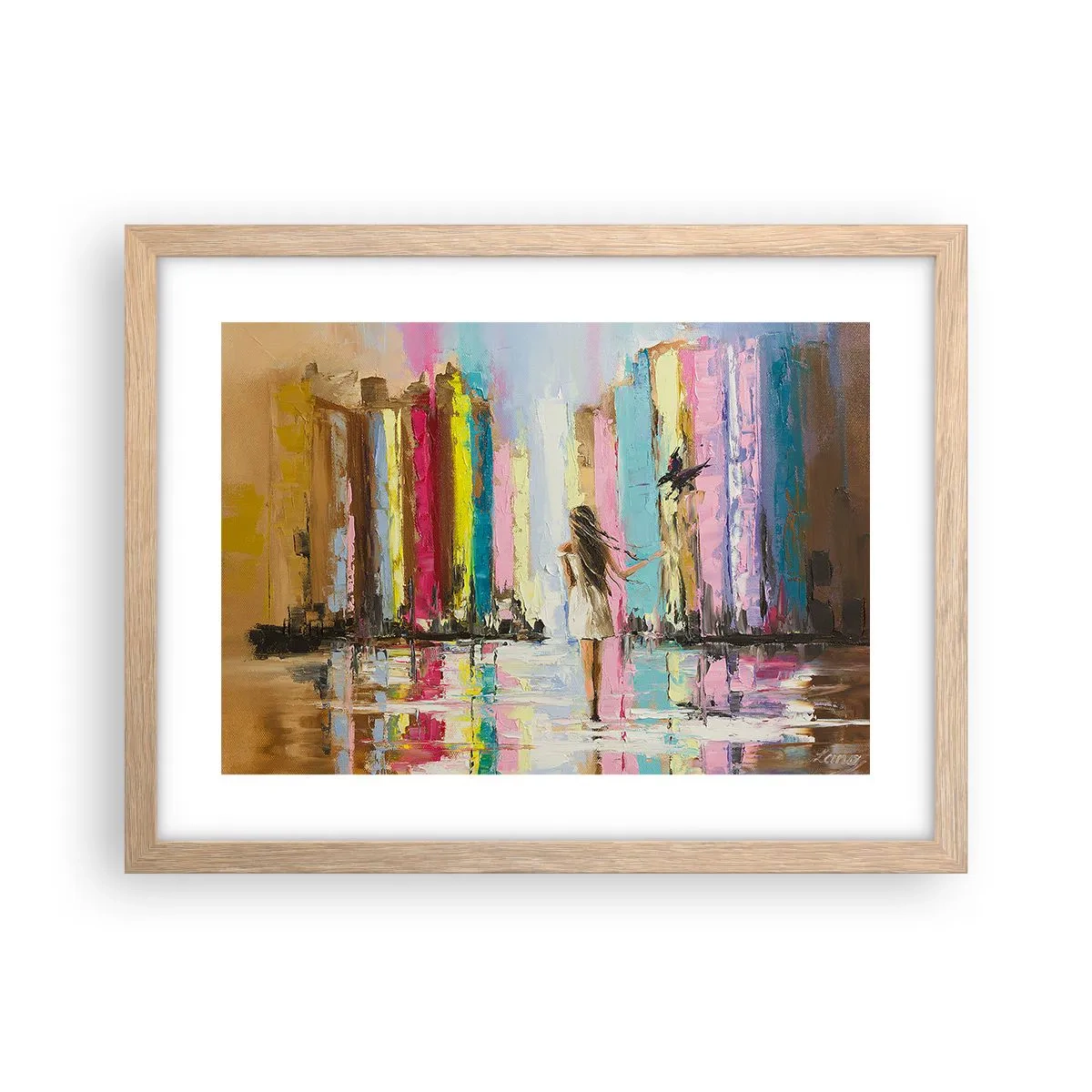 Plagát v ráme zo svetlého duba - Poď so mnou - 40x30 cm