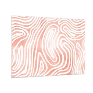 Obraz na skle - Abstraktný vzor v bielych a koralových odtieňoch - 70x50cm - V koralovom labyrinte - Moderná nástenná dekorácia do obývacej izby a spálne ARTTOR