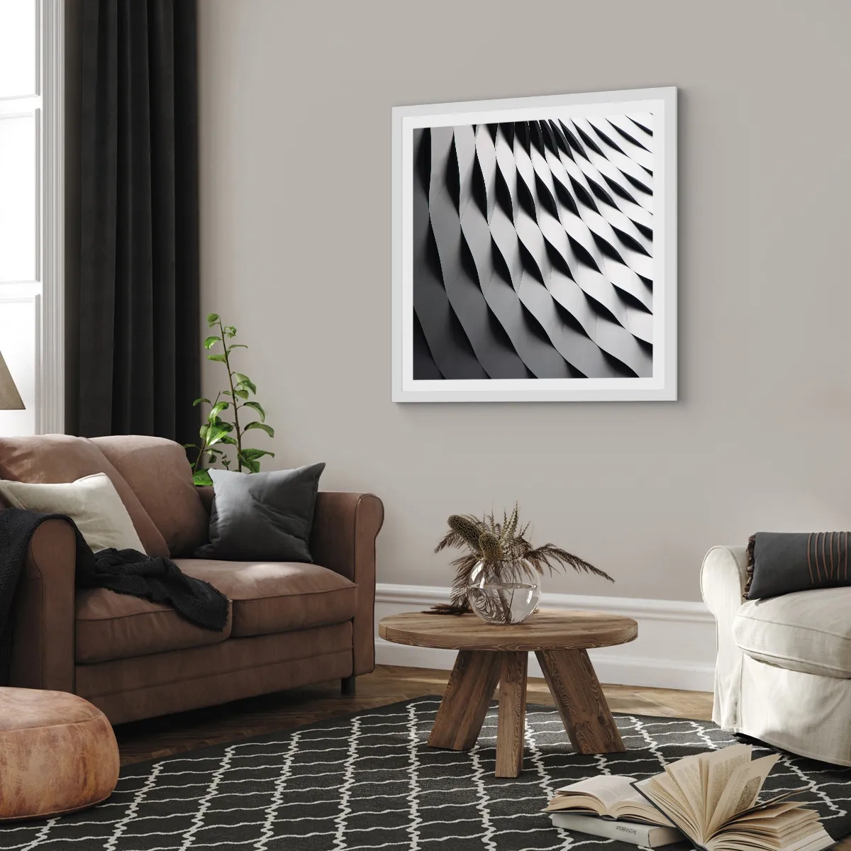 Plagát v bielom ráme - Na hladine vĺn - 60x60 cm