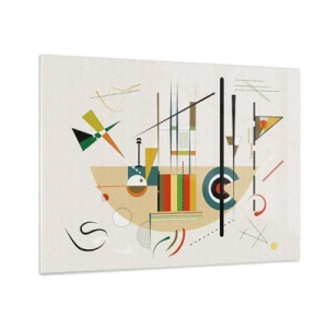 Obraz na skle - Farebná geometrická abstrakcia na svetlom pozadí - 70x50cm - A svet sa smeje - Moderná nástenná dekorácia do obývacej izby a spálne ARTTOR