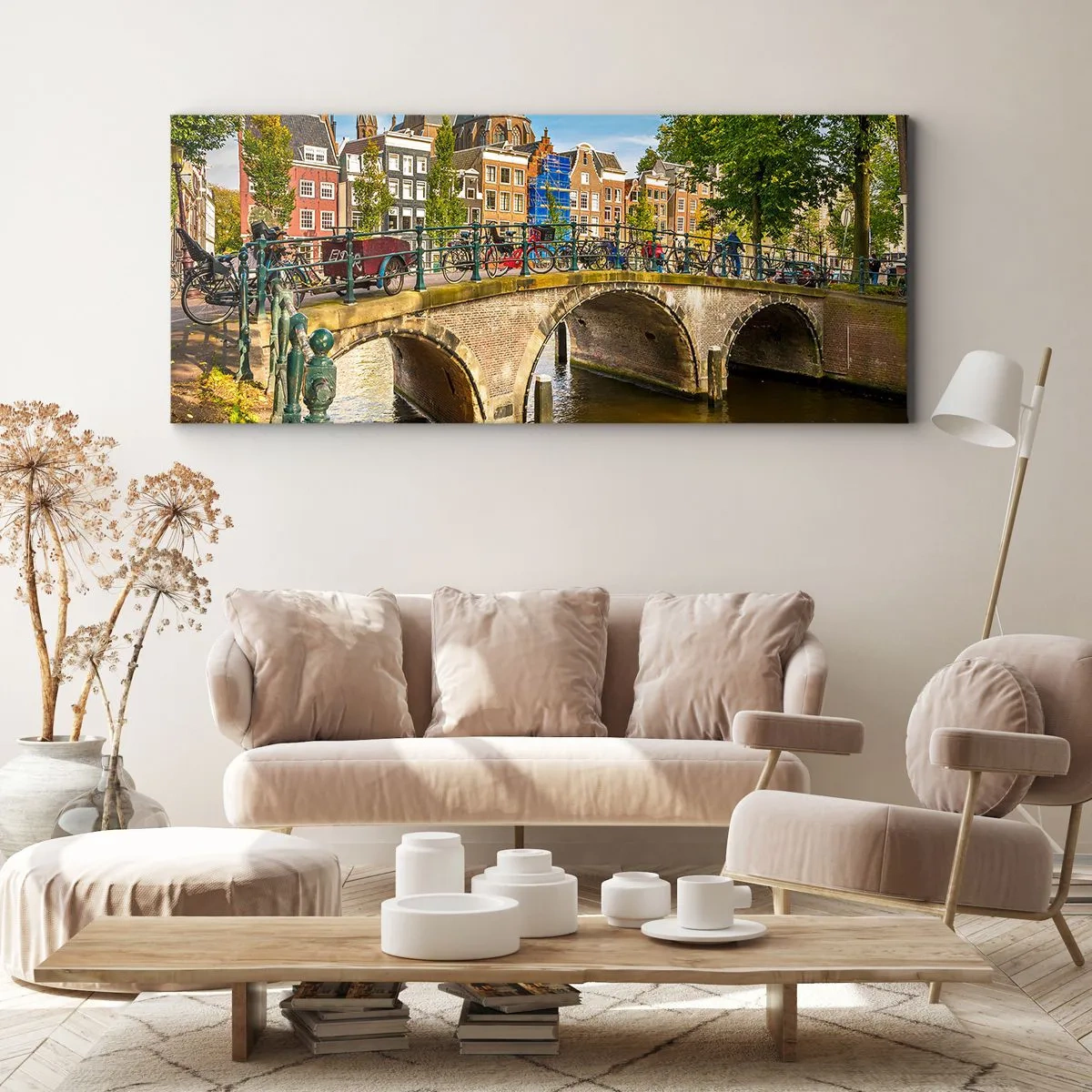 Obraz na plátne - Jar pri kanáli - 100x40 cm