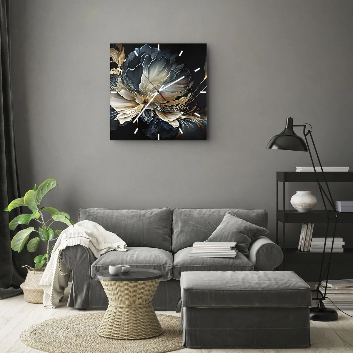 Nástenné hodiny - Rozprávkový kvet papradia - 40x40 cm