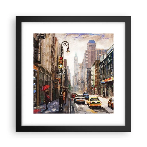 Plagát v čiernom ráme - New York – farebný aj v daždi - 30x30 cm