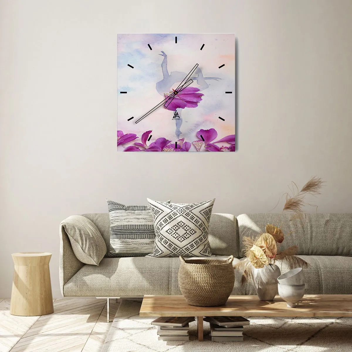 Nástenné hodiny - Jemná ako kvetina - 30x30 cm