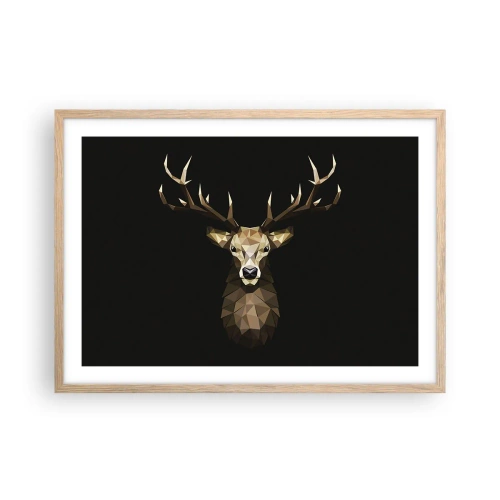 Plagát v ráme zo svetlého duba - Kubistický jeleň - 70x50 cm