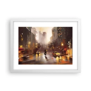 Plagát v bielom ráme - Vo svetlách New Yorku - 40x30 cm