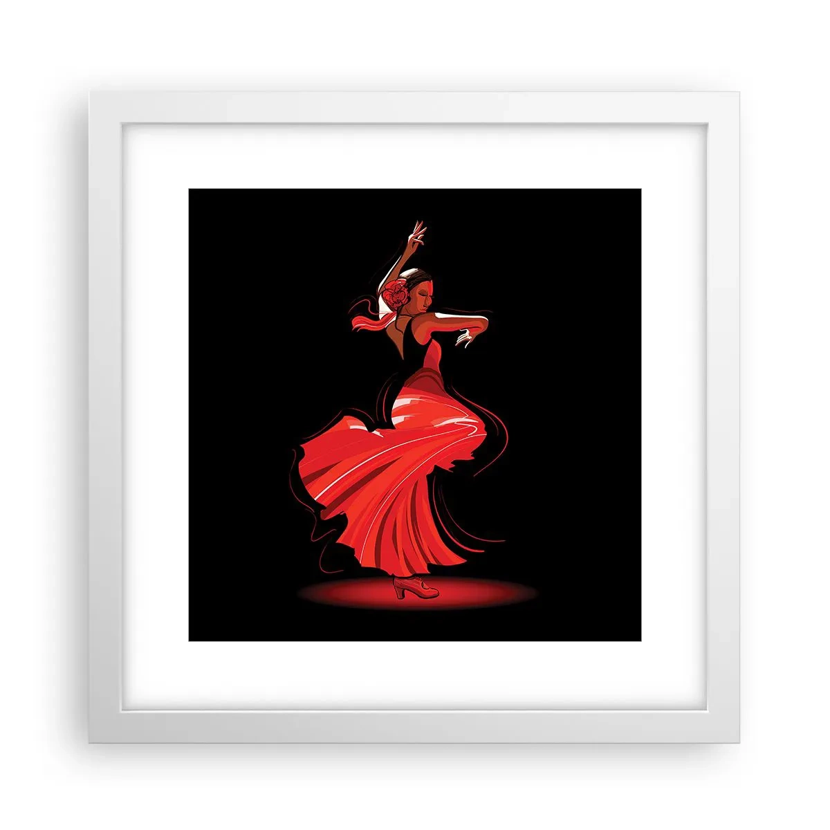 Plagát v bielom ráme - Horúca duša flamenco - 30x30 cm