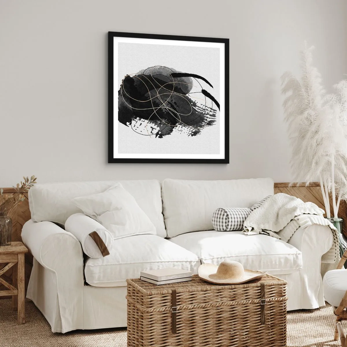 Plagát v čiernom ráme - Upletené z čiernej - 40x40 cm