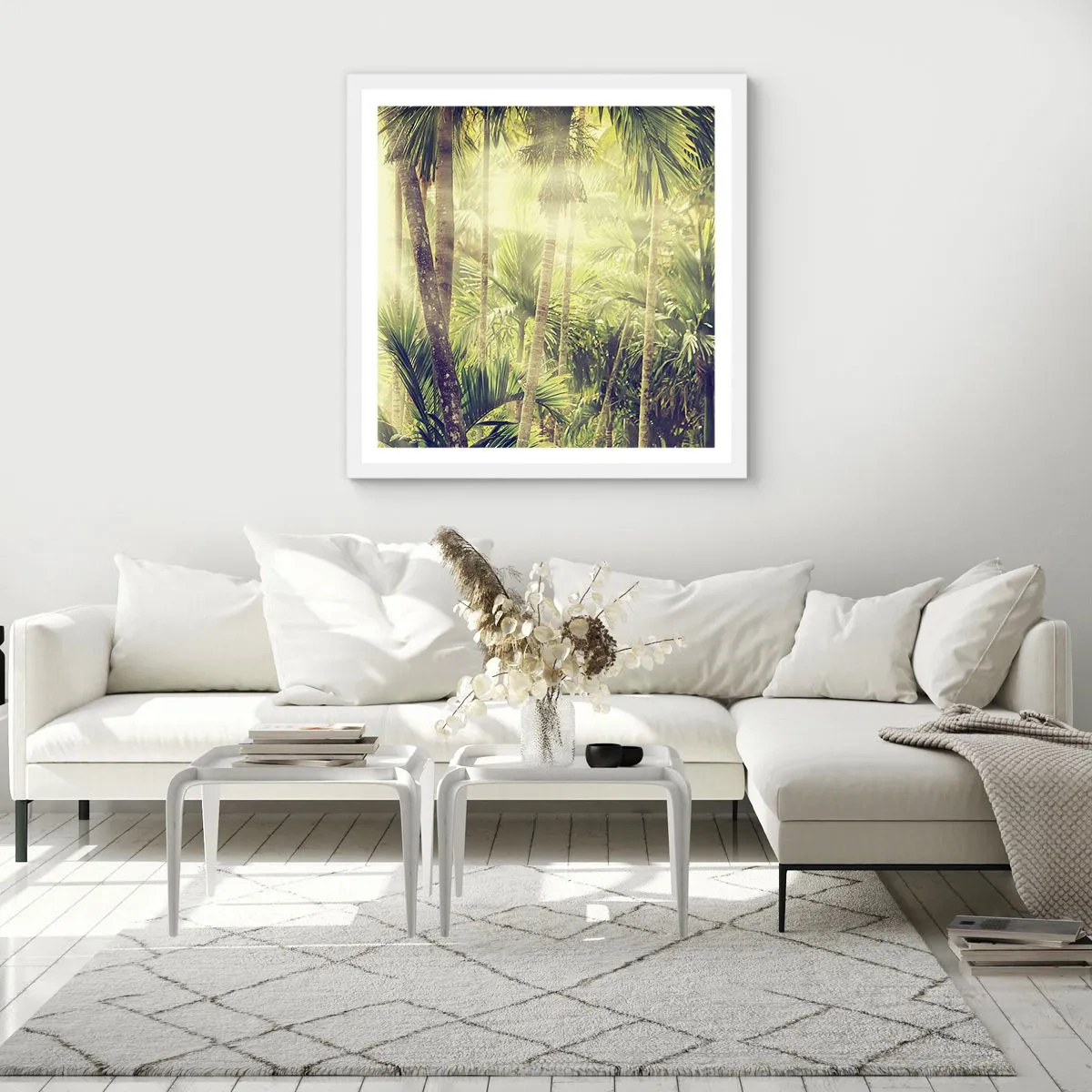 Plagát v bielom ráme - V zelenej žiare - 60x60 cm