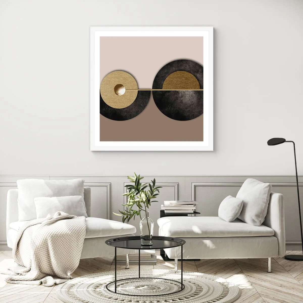 Plagát v bielom ráme - Variácie okolo kruhu - 30x30 cm
