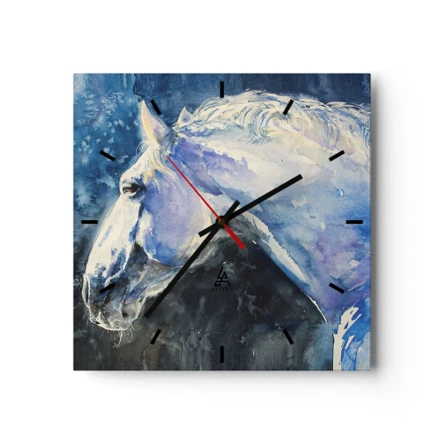 Nástenné hodiny - Portrét v modrej žiare - 30x30 cm