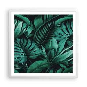 Plagát v bielom ráme - Hĺbka tropickej zelene - 60x60 cm