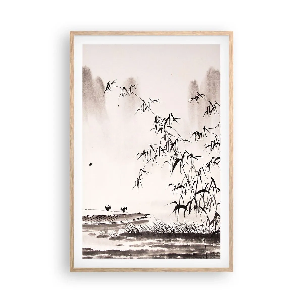 Plagát v ráme zo svetlého duba - Pokoj ryžových polí - 61x91 cm