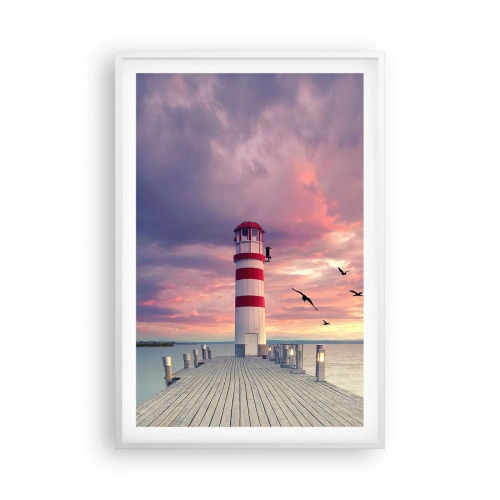 Plagát v bielom ráme - Čas ísť do prístavu - 61x91 cm