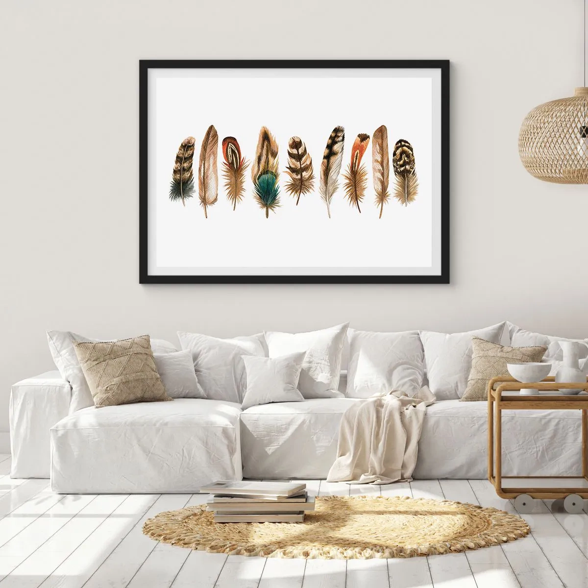 Plagát v čiernom ráme - Operená variácia - 100x70 cm