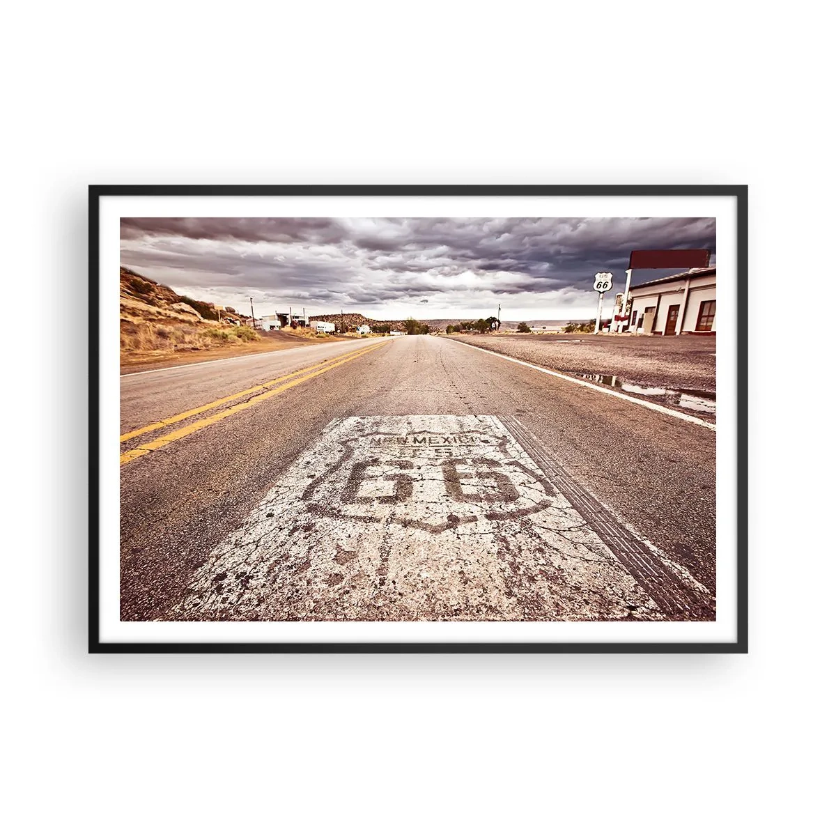 Plagát v čiernom ráme - Mother Road - americká legenda - 100x70 cm