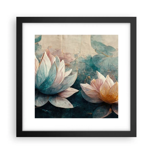 Plagát v čiernom ráme - Hviezdy a jazero - 30x30 cm