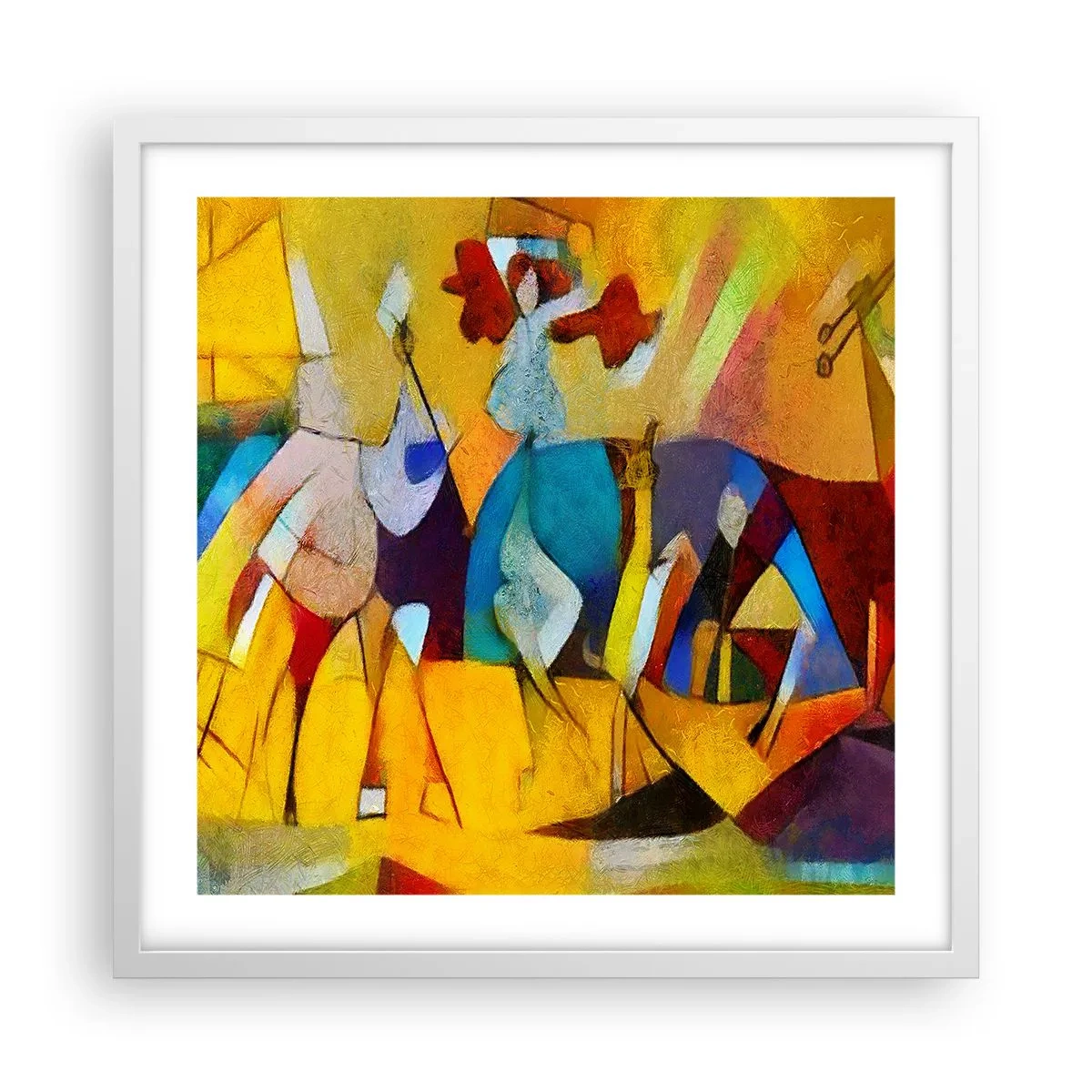 Plagát v bielom ráme - Slnko - život - radosť - 50x50 cm