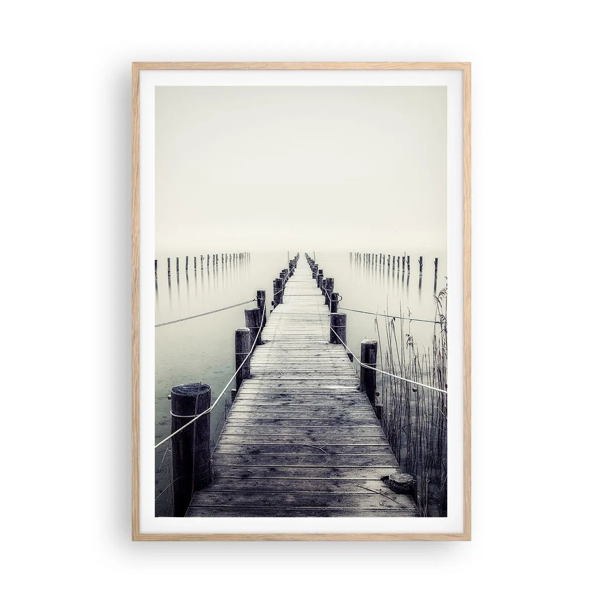 Plagát v ráme zo svetlého duba - Ponor sa do pokoja - 70x100 cm