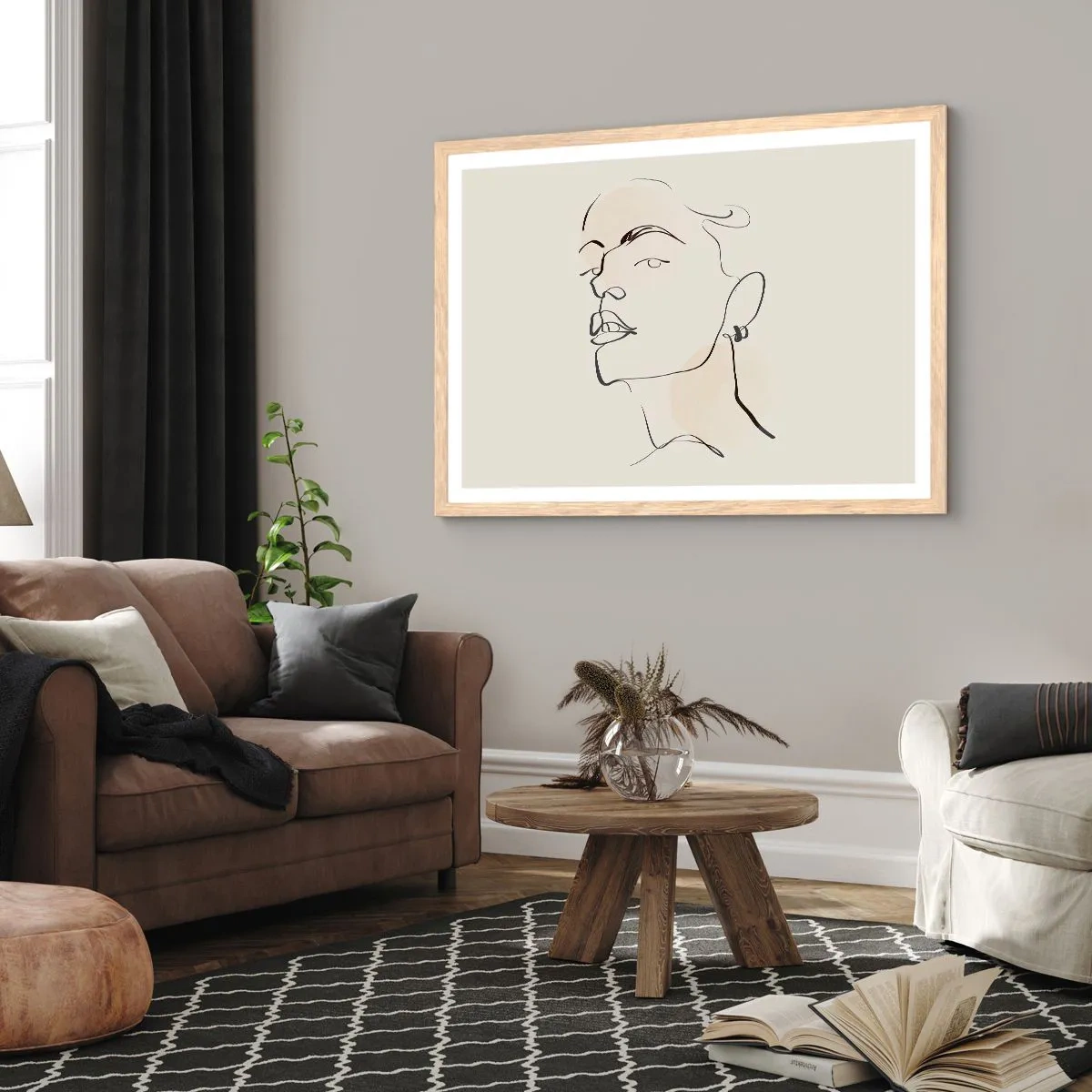 Plagát v ráme zo svetlého duba - Hrdý pohľad - 50x40 cm