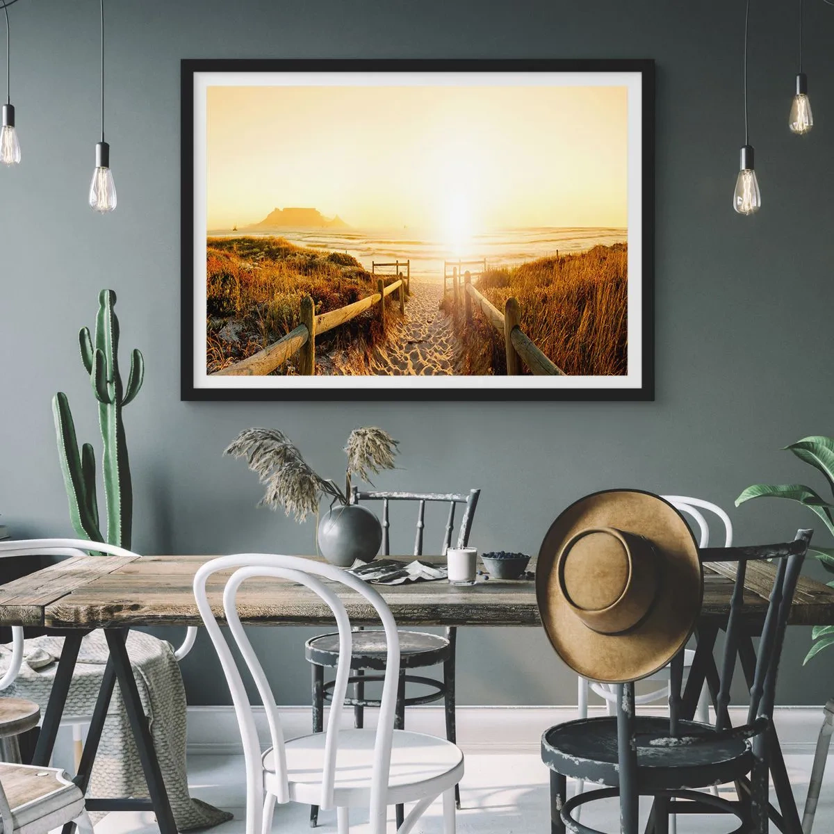 Plagát v čiernom ráme - Dunami smerom k slnku - 91x61 cm