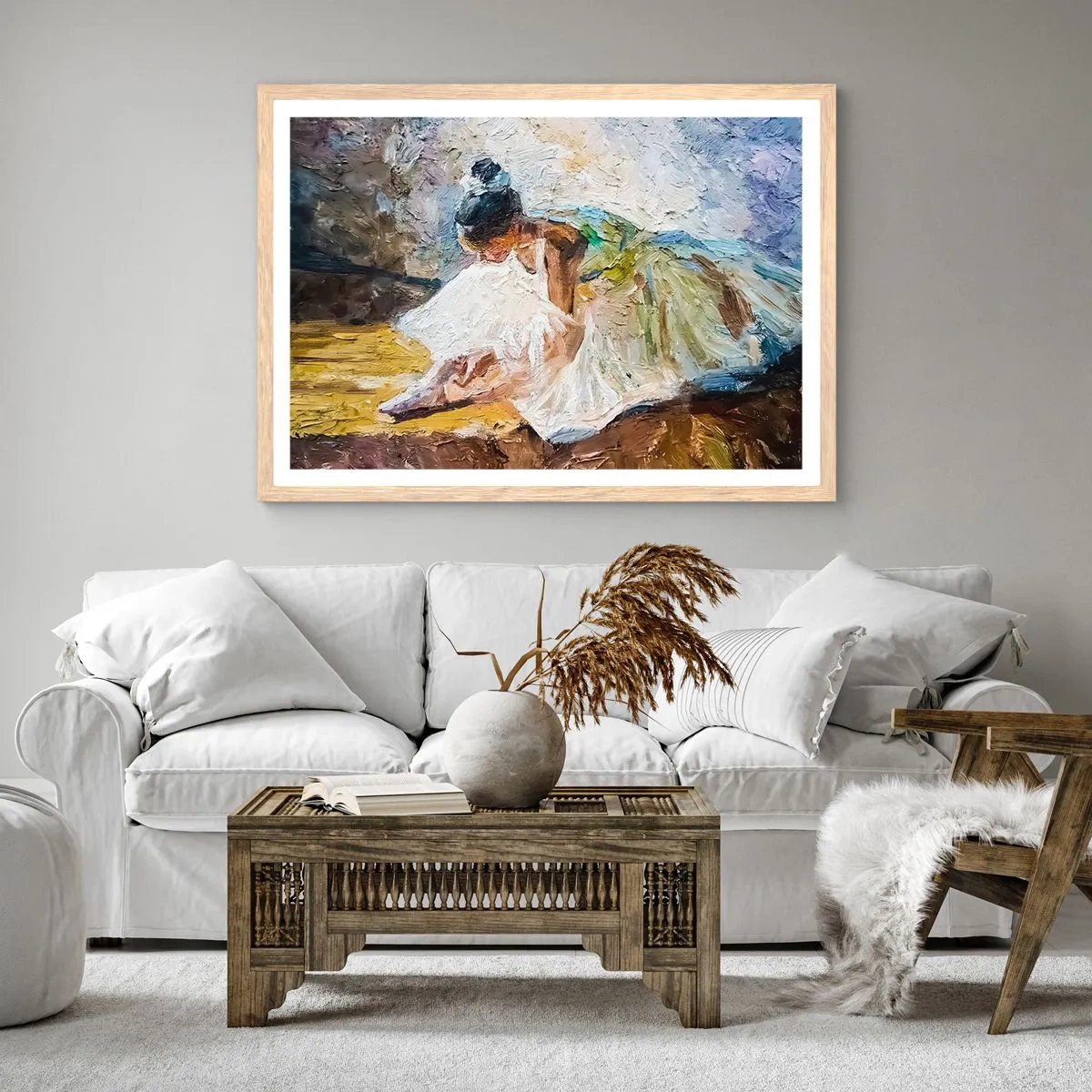 Plagát v ráme zo svetlého duba - Z Degasovho obrazu - 70x50 cm